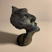 Load image into Gallery viewer, Raku clay sculpture, staring face. AGE