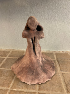 RAKU Clay Sculpture - faceless lady / bleeding heart AGE