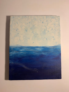 Acrylic on canvas painting, blue drift. AGE