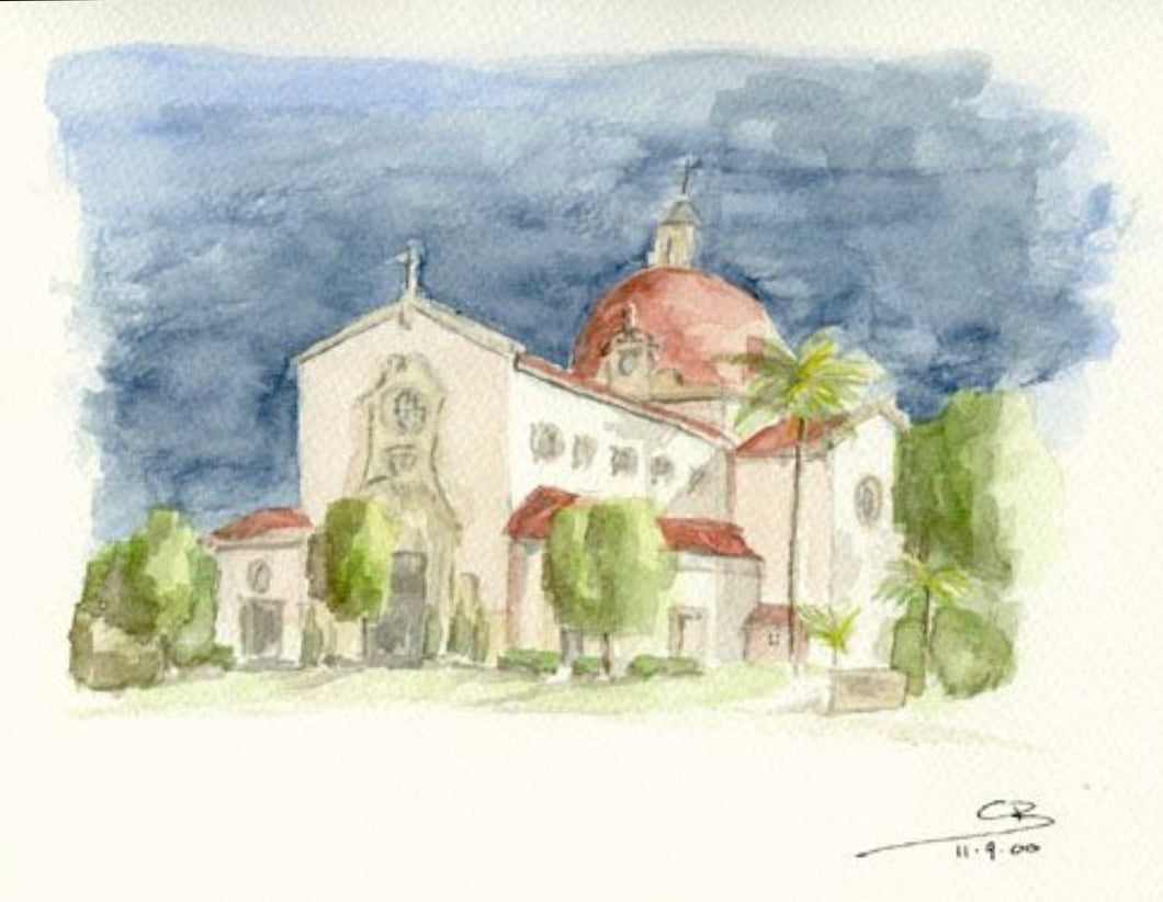 CB Watercolor Original - Coral Gables Church of the Little Flower