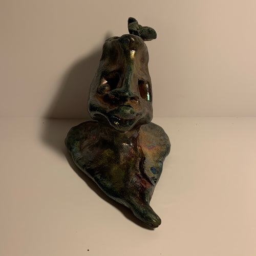 Fired clay sculpture, Heart Shaped Kiss. AGE