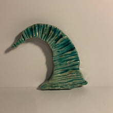 Load image into Gallery viewer, Fired clay sculpture, wave tile turquoise. AGE